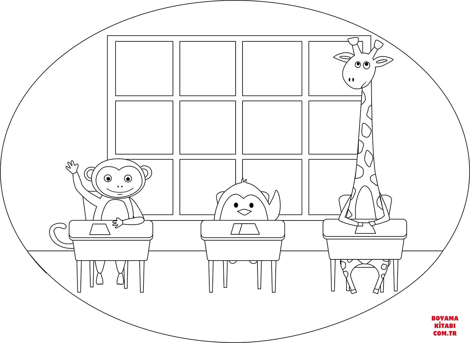 Maymun boyama sayfası – çocuk aktivitesi, PDF indir