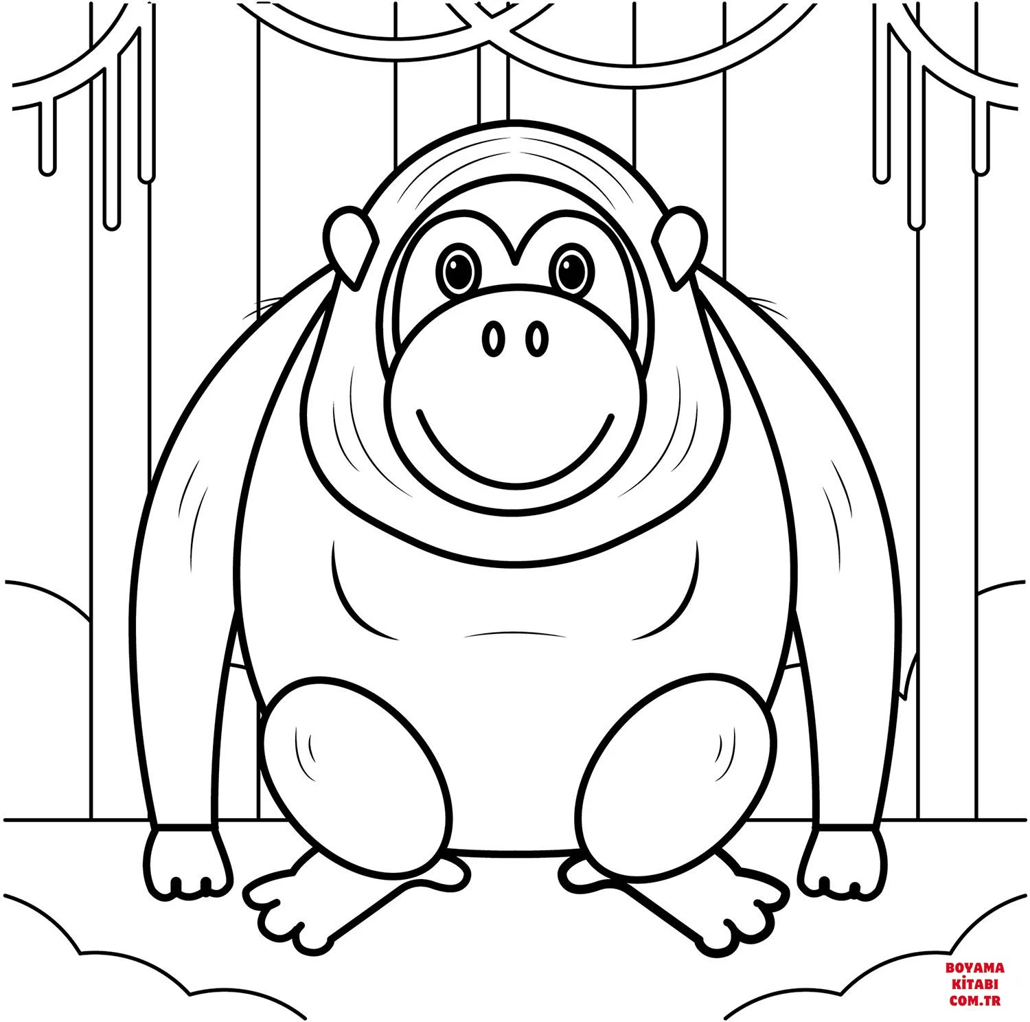 Orangutan boyama sayfası – çocuk aktivitesi, PDF indir