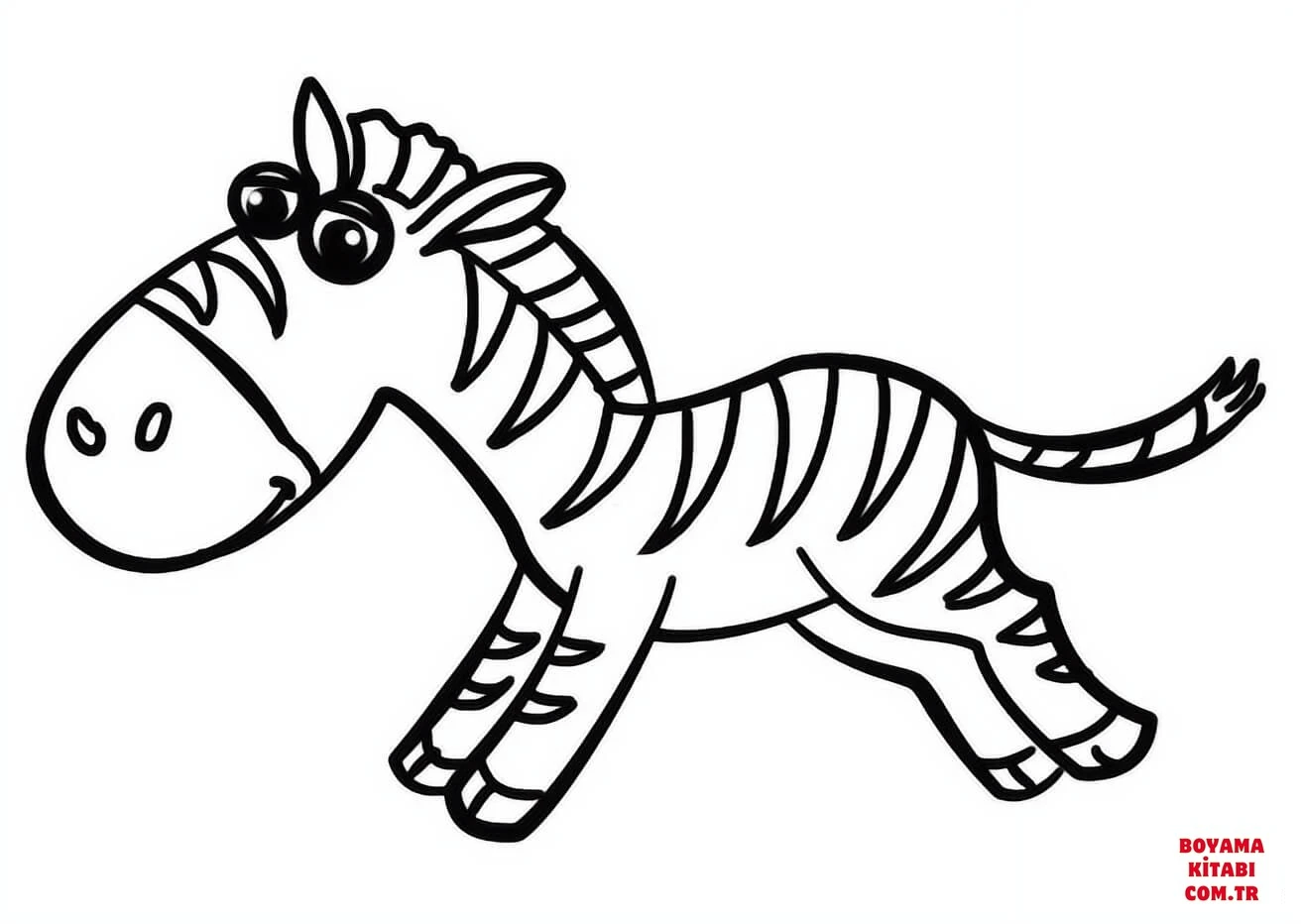 Zebra boyama sayfası – çizgi film temalı, basit çizim
