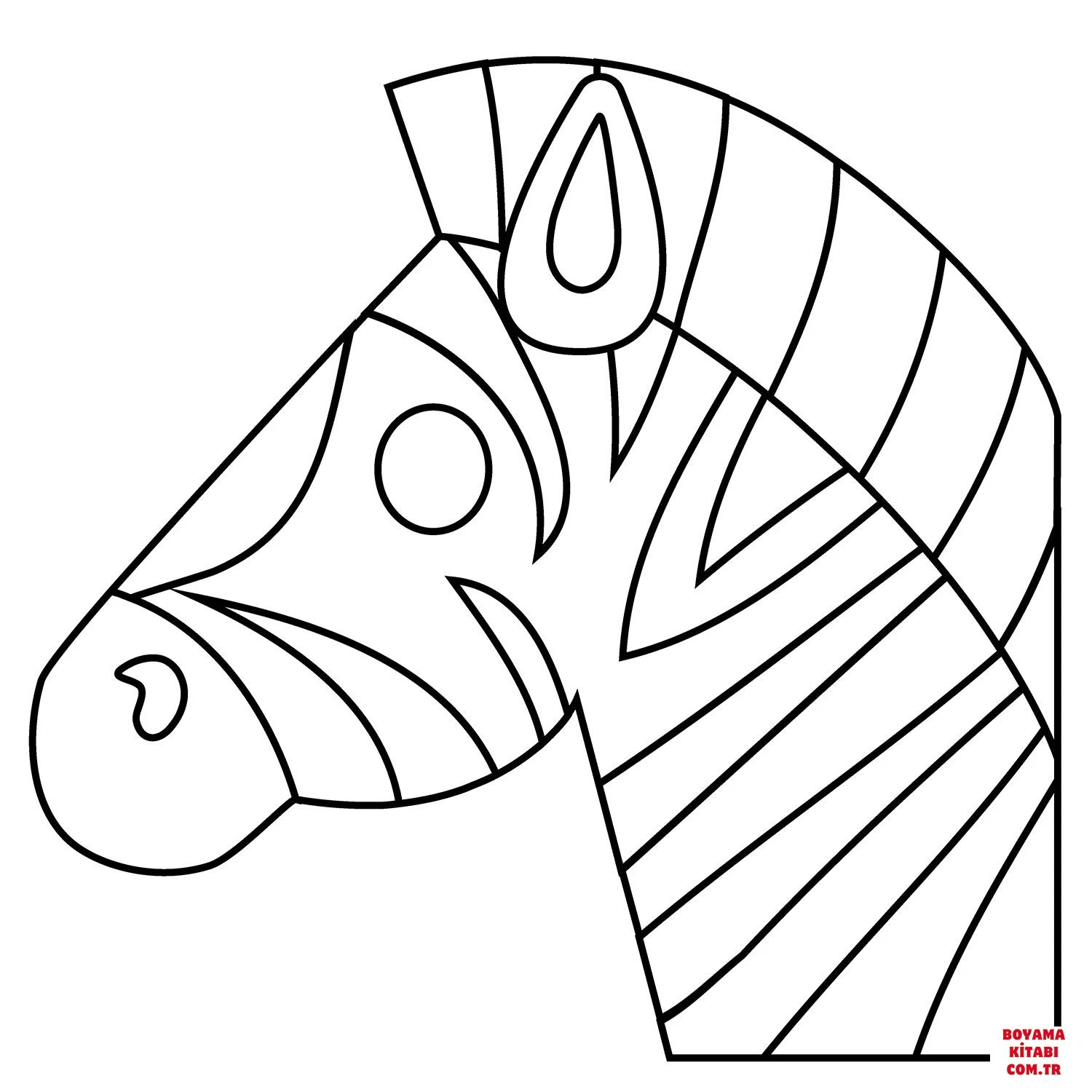 Zebra boyama sayfası – basit çizim, kolay boyama
