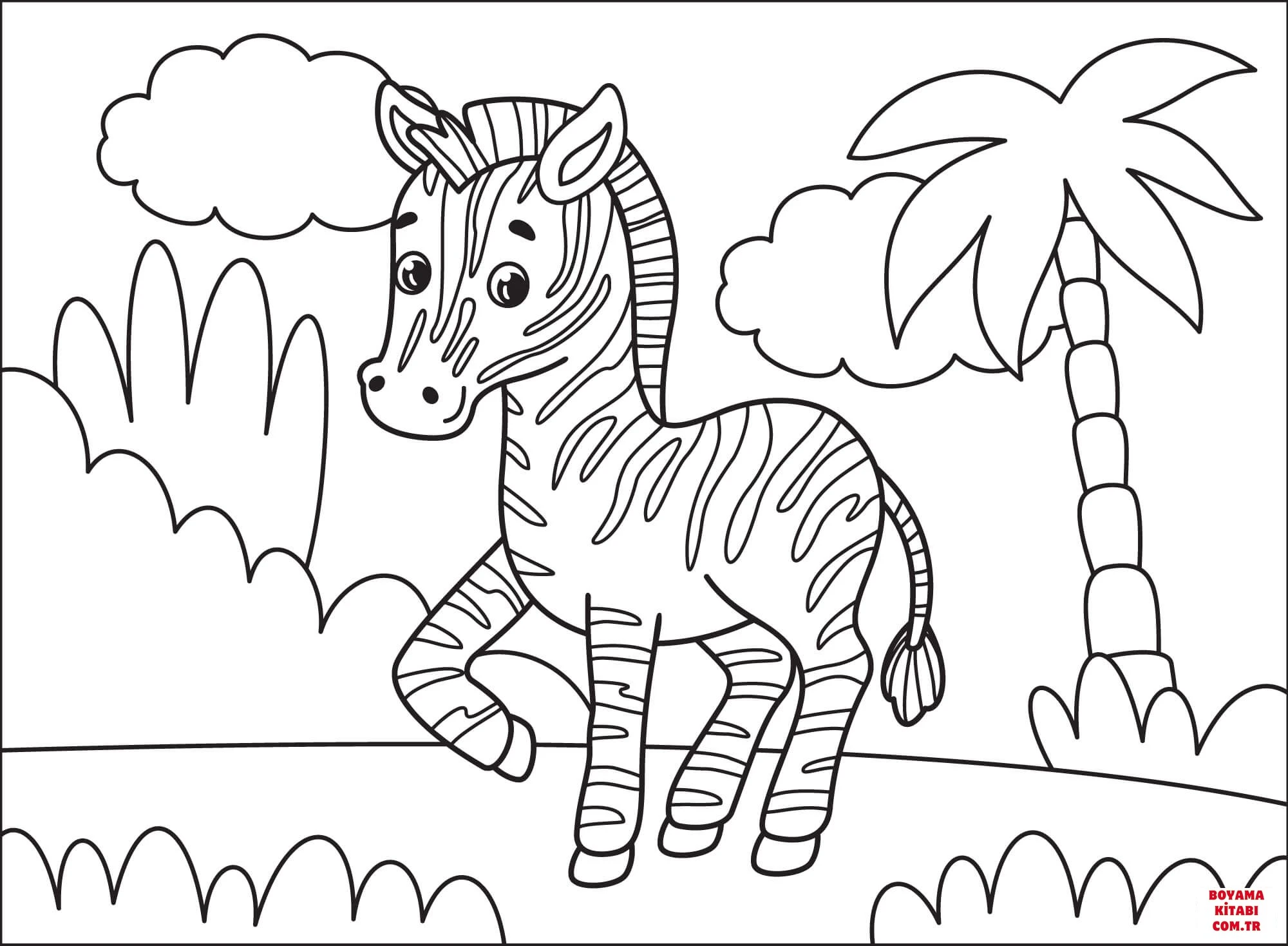 Zebra boyama sayfası – eğitici aktivite, yaratıcılık