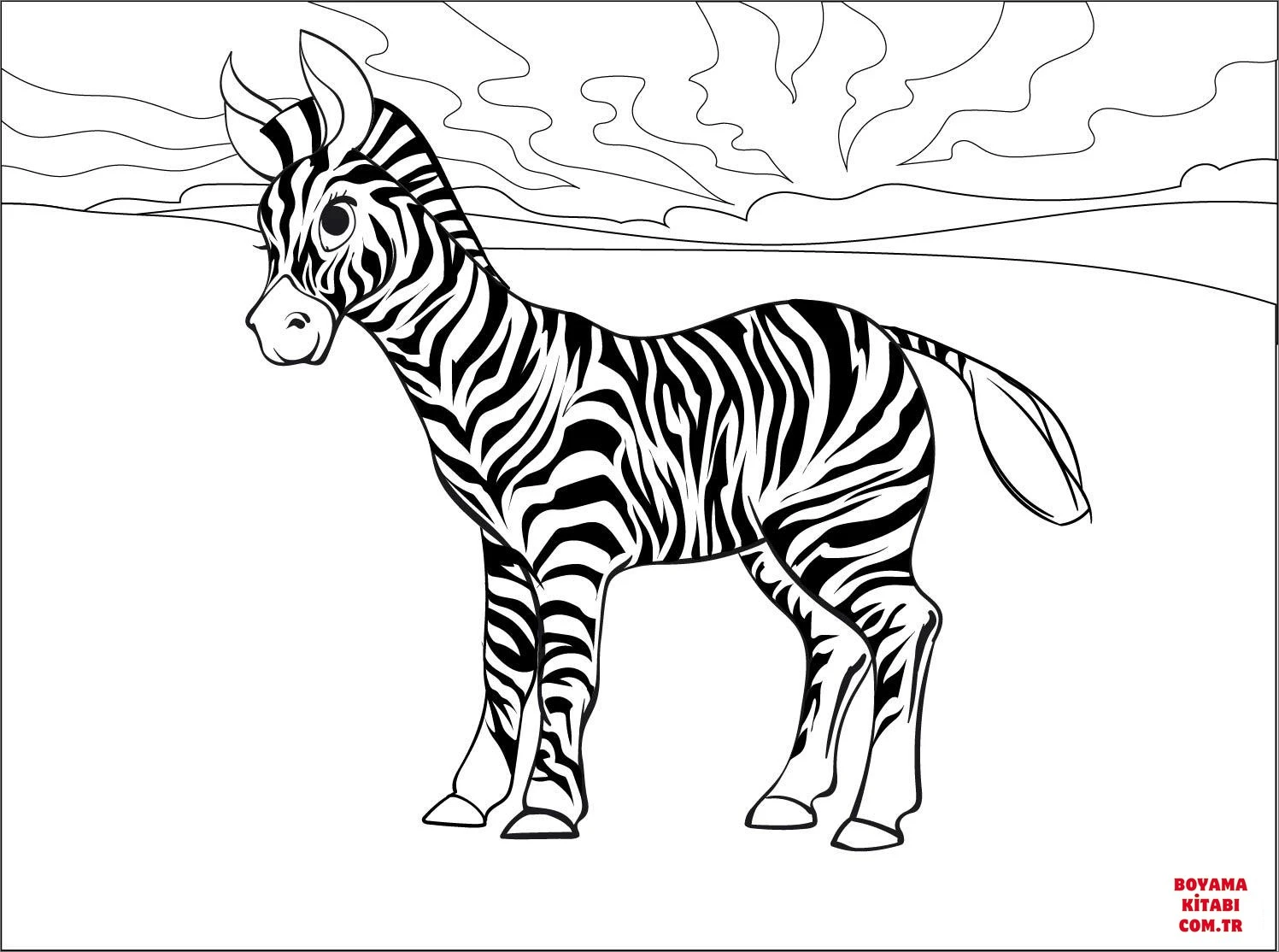 Zebra boyama sayfası – el becerilerini geliştirir, boyama çalışması