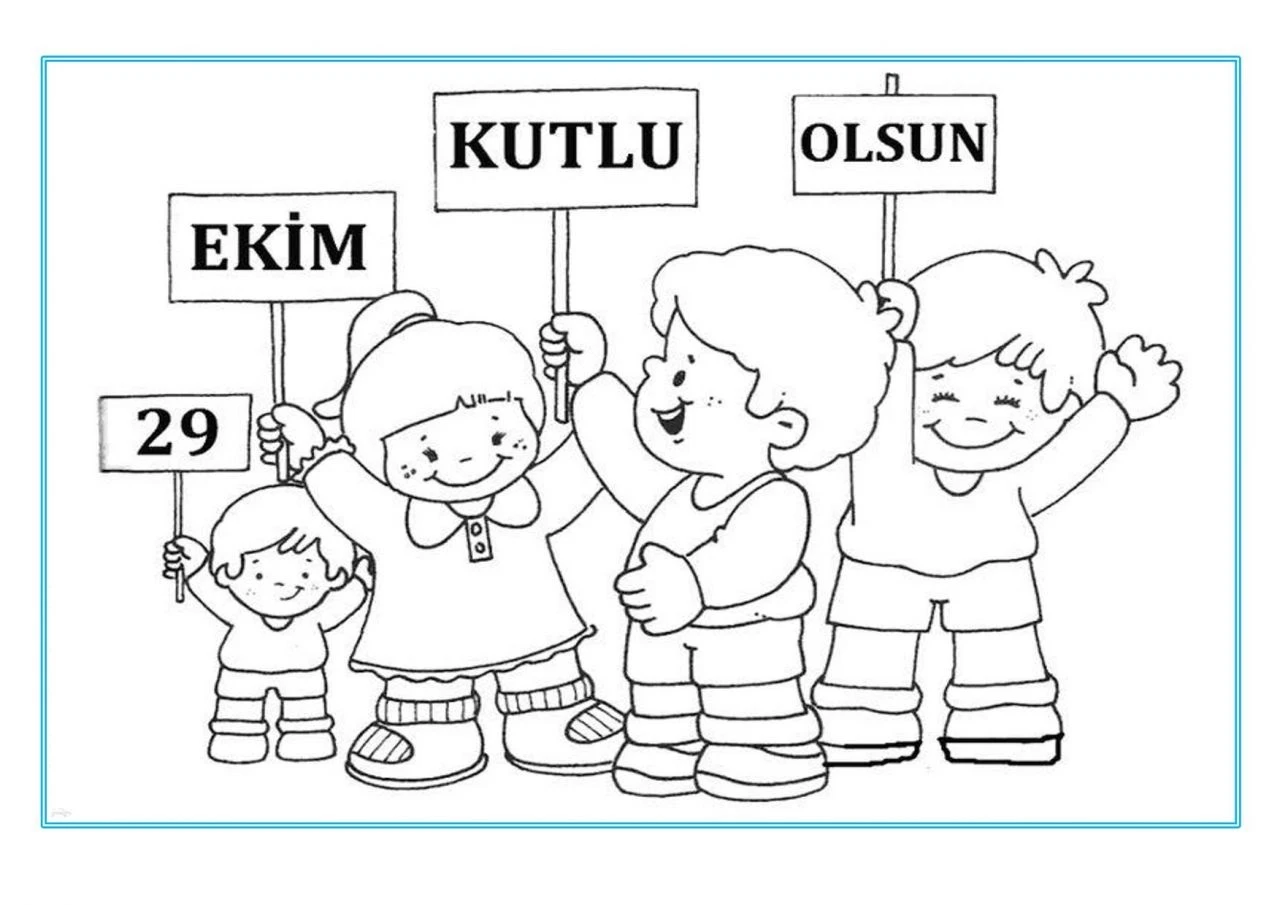 Cumhuriyet Bayramı boyama sayfası – kolay boyama, eğitici aktivite
