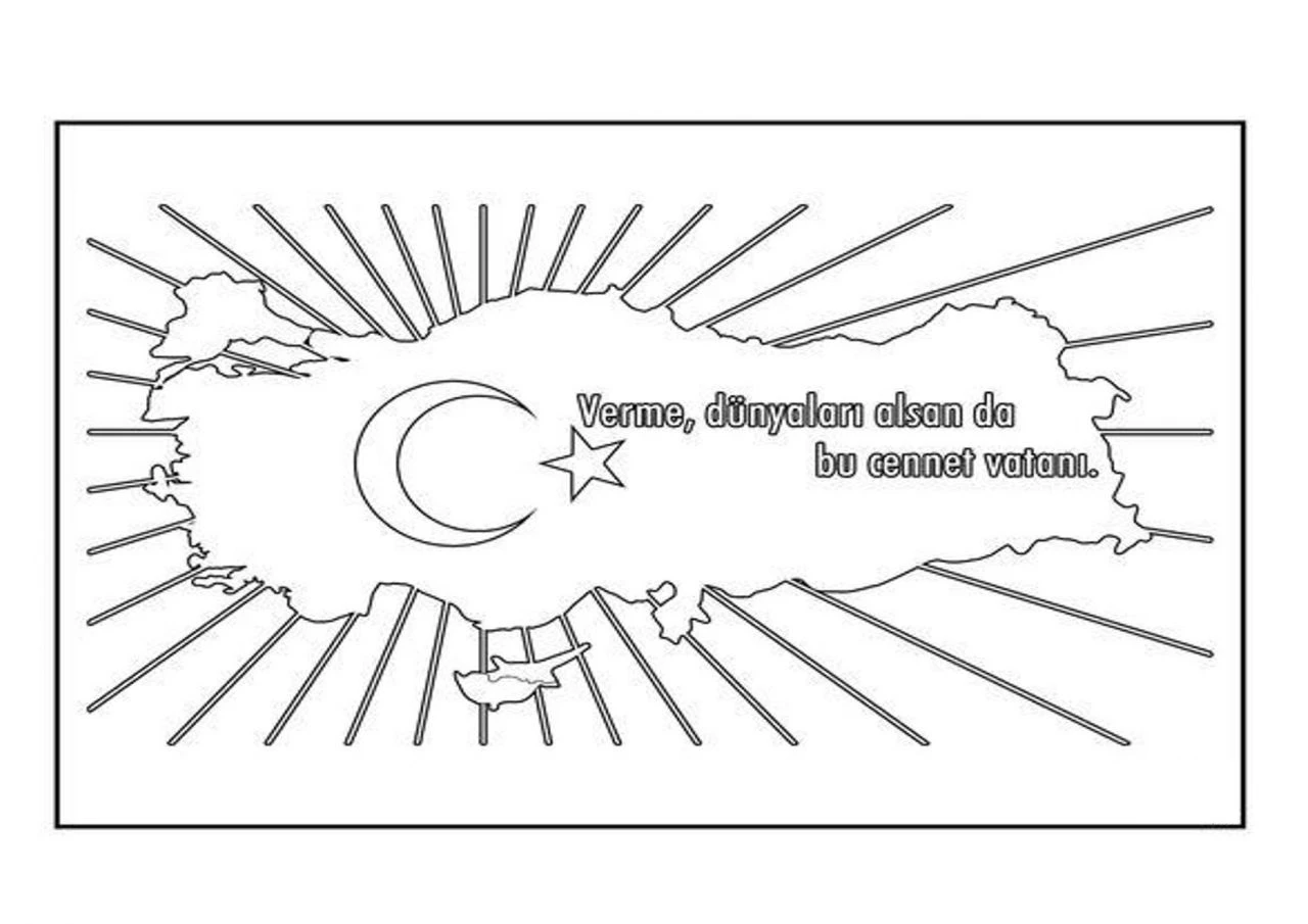 Cumhuriyet Bayramı boyama sayfası – okul öncesi, evde etkinlik
