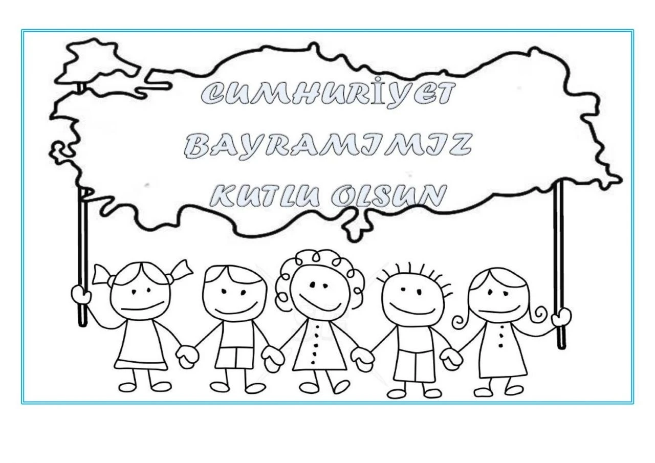 Cumhuriyet Bayramı boyama sayfası – sevimli karakter, sanatsal çalışma