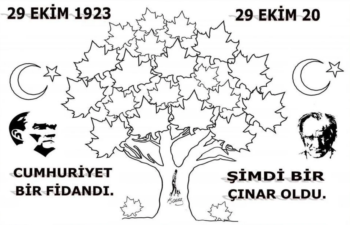 Cumhuriyet Bayramı boyama sayfası – eğitici aktivite, yaratıcılık