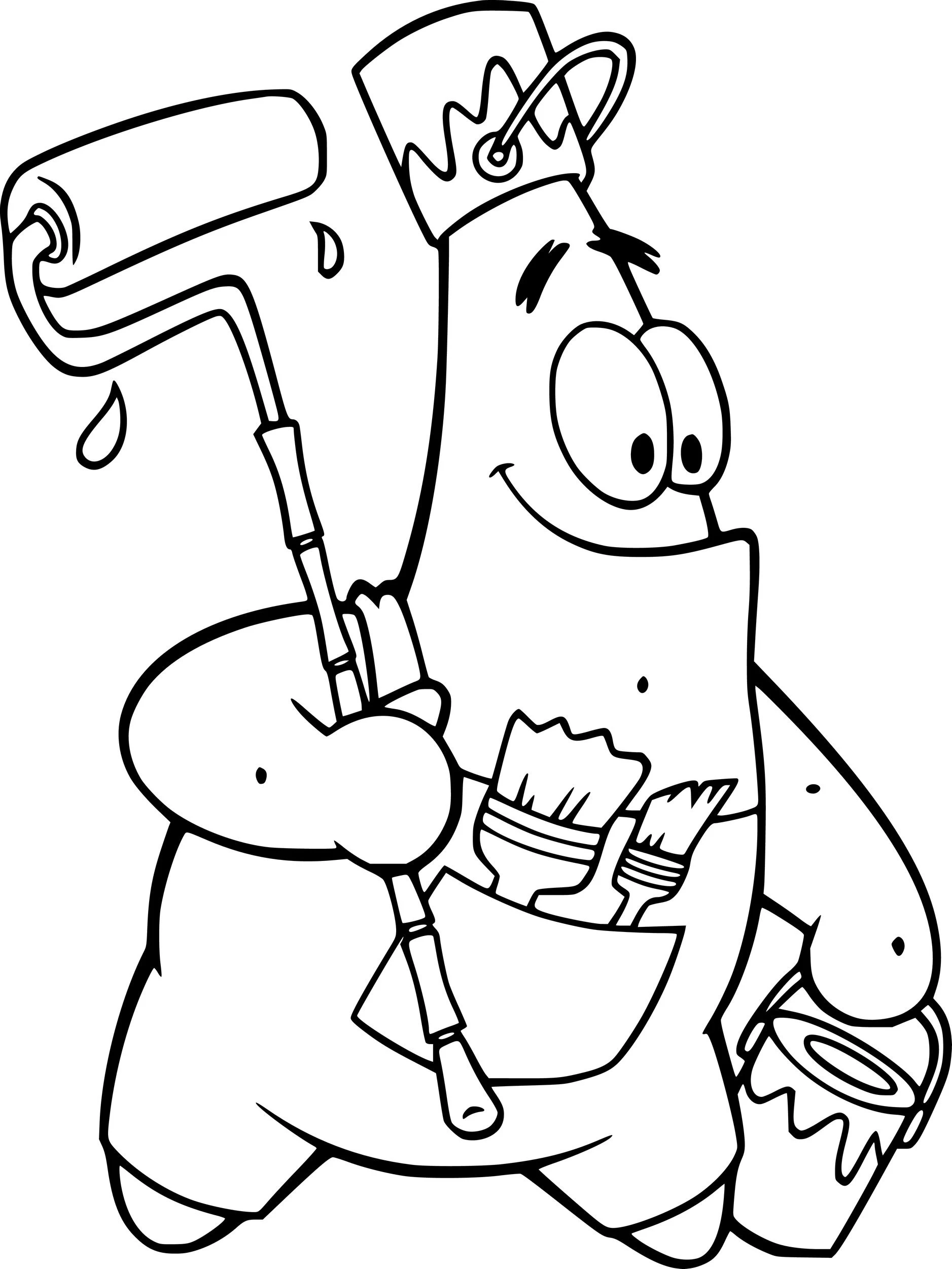 Patrick Star boyama sayfası – sevimli karakter, sanatsal çalışma