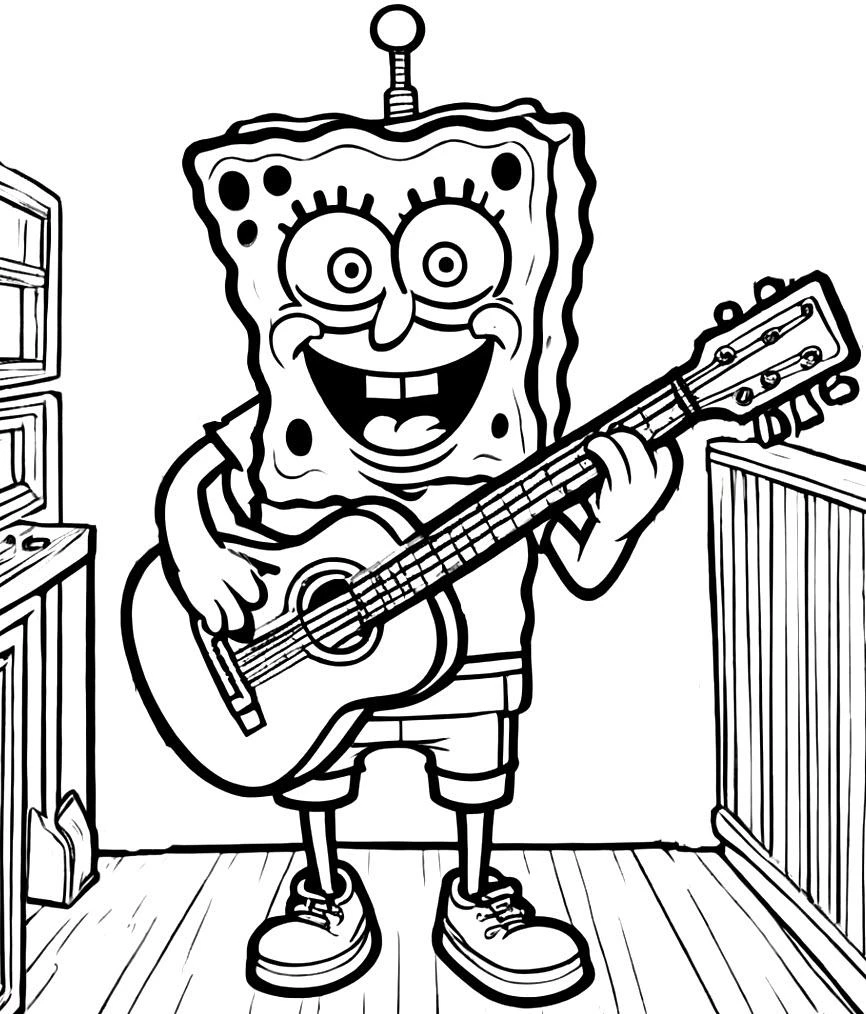 Sünger Bob boyama sayfası – eğitici aktivite, yaratıcılık