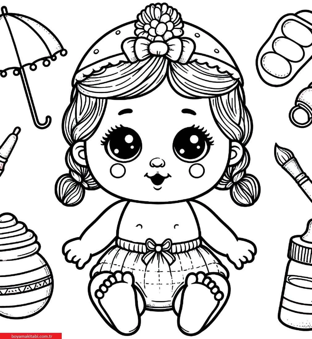 Dolls boyama sayfası #5 – keyifli zaman, renkli çizimler