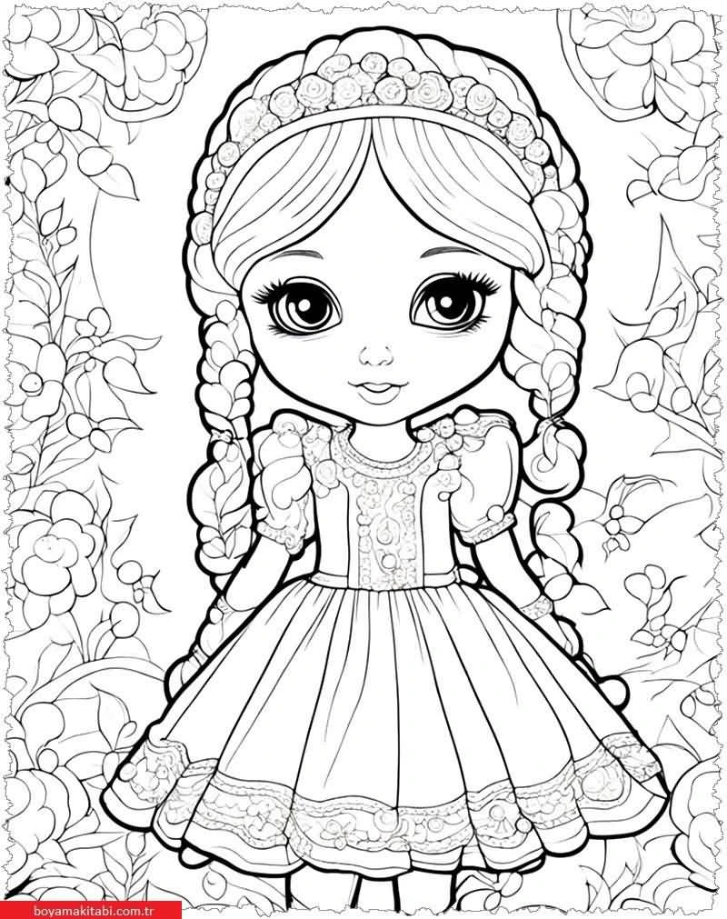 Dolls boyama sayfası #7 – çocuk aktivitesi, ilkokul öğrencileri için