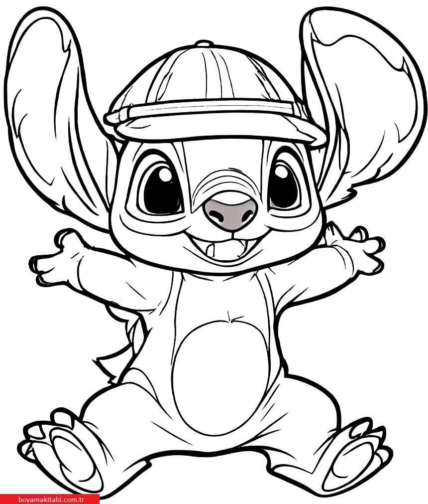 Lilo and Stitch boyama sayfası #3 – basit çizim, yaz tatili etkinliği