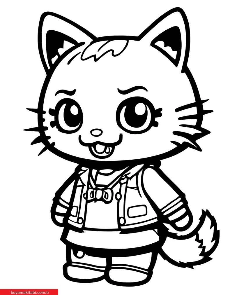 Hello Kitty boyama sayfası – sevimli karakter, sanatsal çalışma
