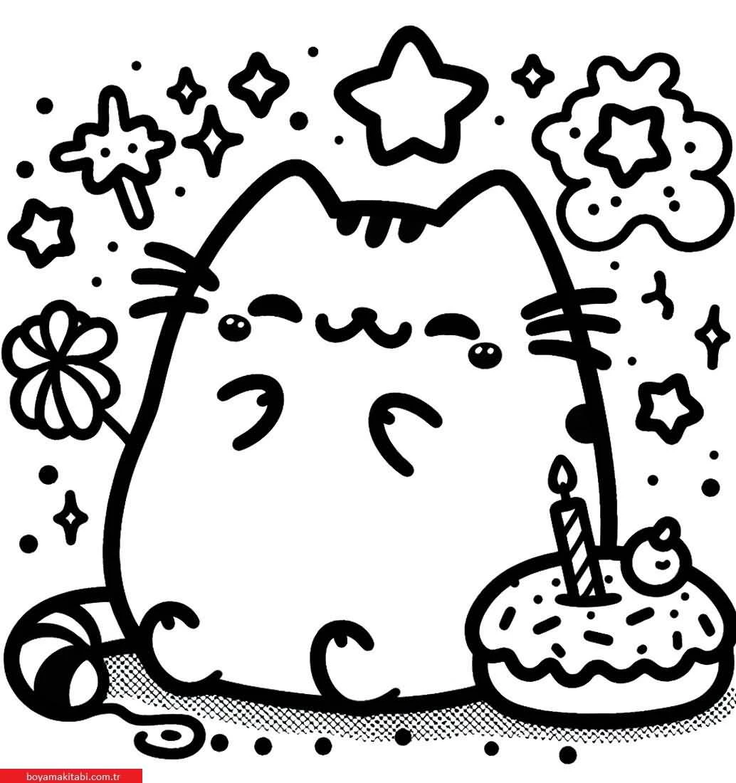 Pusheen boyama sayfası – renkli çizimler, okul öncesi