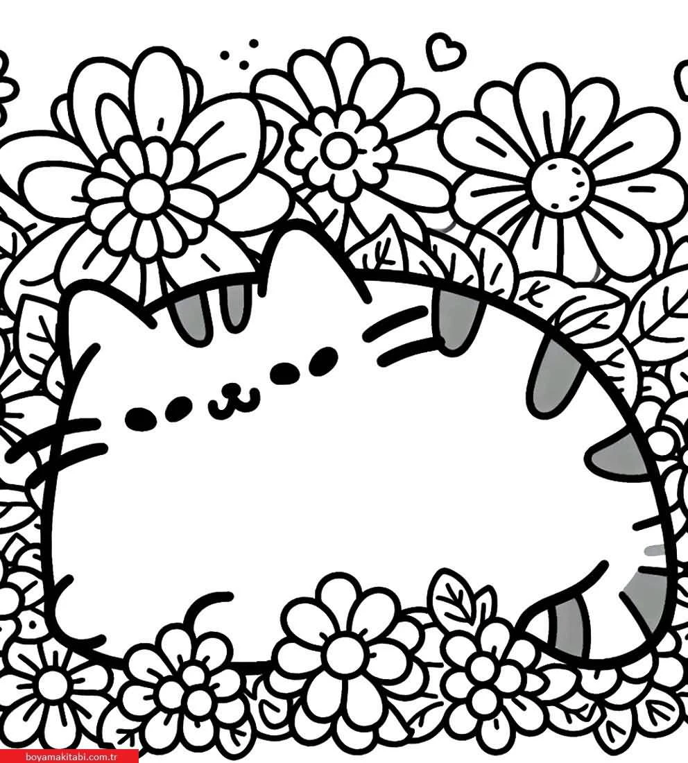 Pusheen boyama sayfası – okul öncesi, evde etkinlik