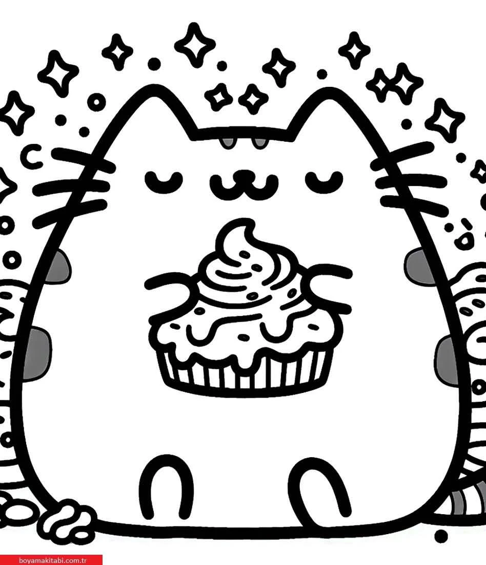 Pusheen boyama sayfası – keyifli zaman, renkli çizimler