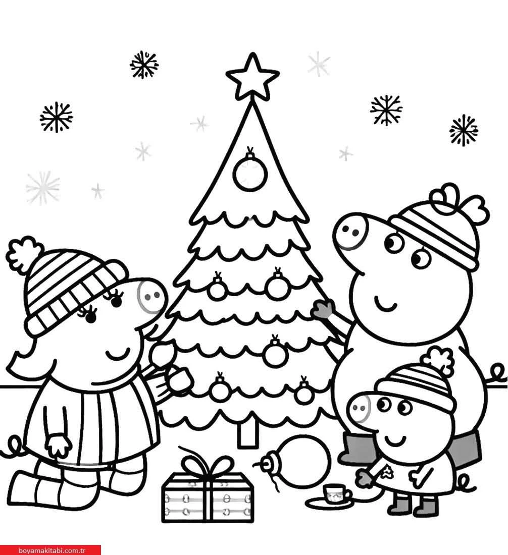 Peppa Pig boyama sayfası – basit çizim, kolay boyama