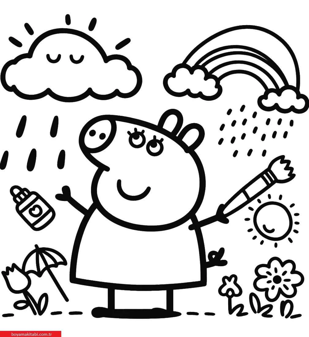Peppa Pig boyama sayfası – yaratıcılık, eğlenceli etkinlik