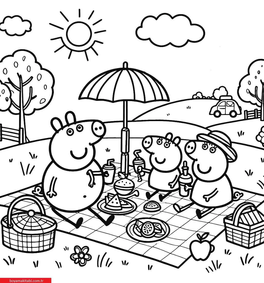 Peppa Pig boyama sayfası – PDF indir, sevimli karakter