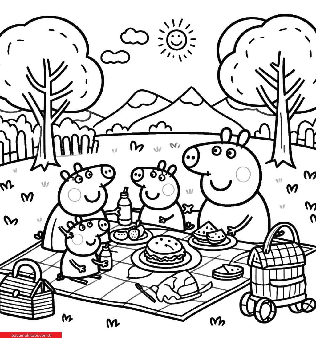 Peppa Pig boyama sayfası – eğlenceli etkinlik, el becerilerini geliştirir