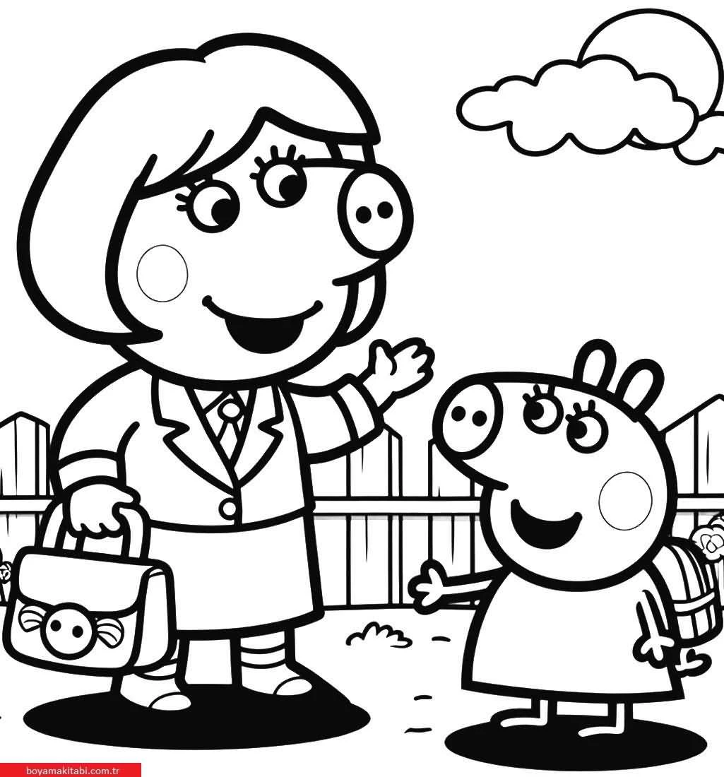 Peppa Pig boyama sayfası – boyama etkinliği, çocuk aktivitesi