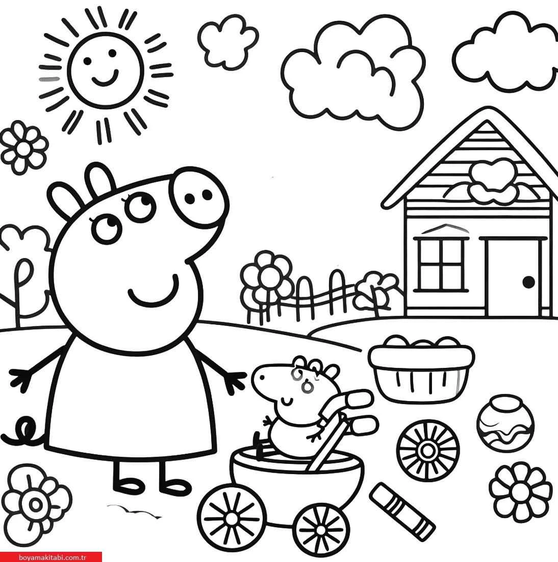 Peppa Pig boyama sayfası – sevimli karakter, sanatsal çalışma
