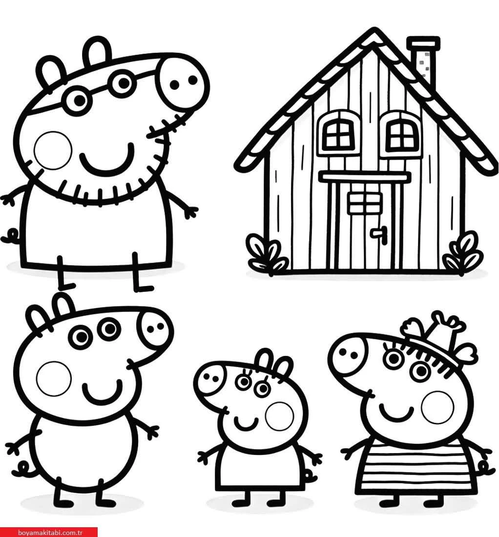 Peppa Pig boyama sayfası – çizgi film temalı, basit çizim