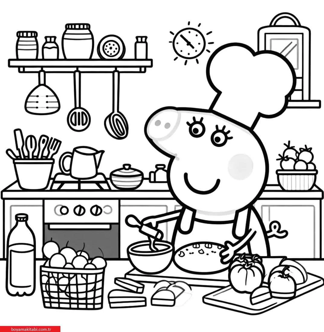 Peppa Pig boyama sayfası – el becerilerini geliştirir, boyama çalışması