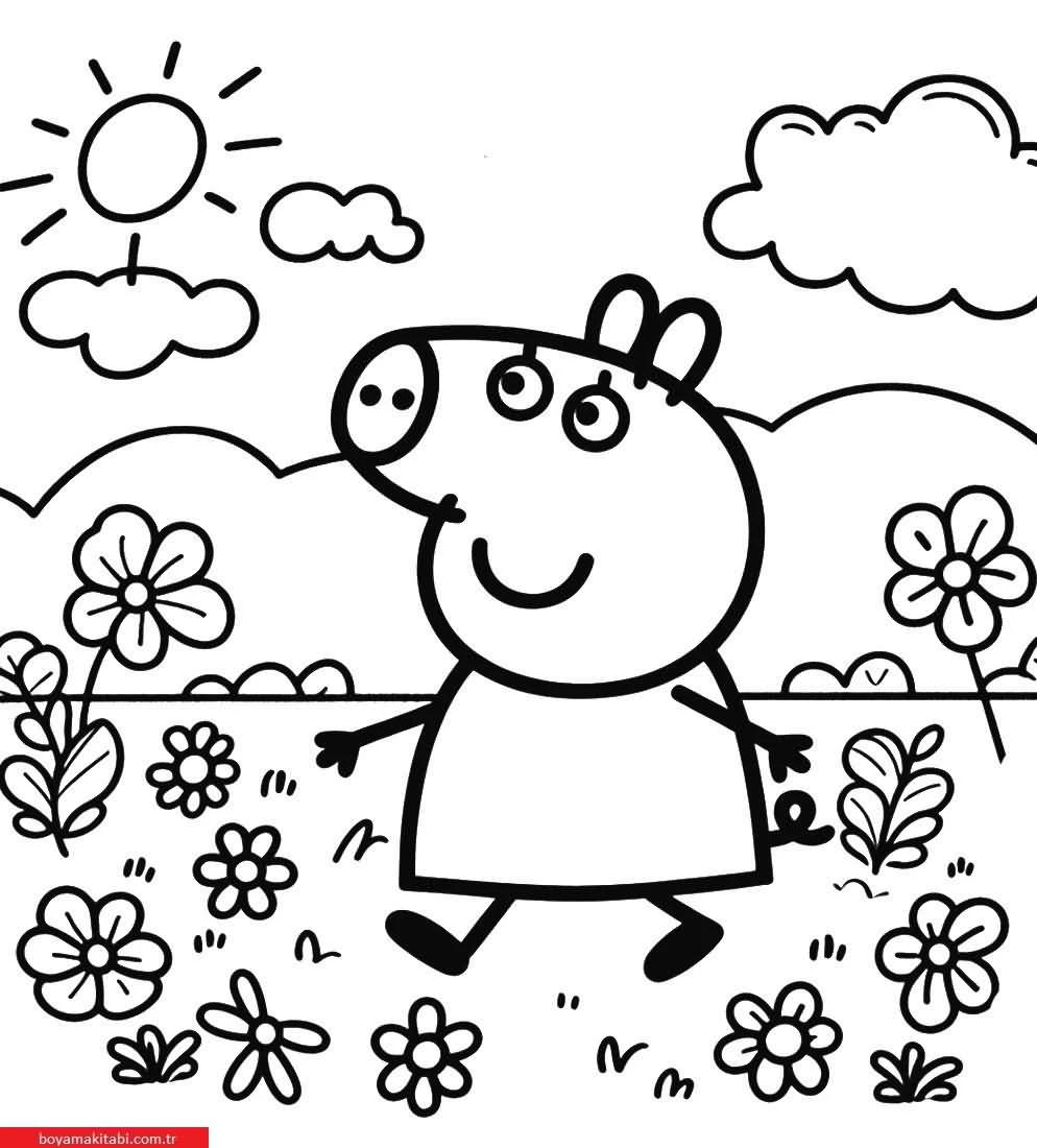 Peppa Pig boyama sayfası – sanatsal çalışma, çocuklar için