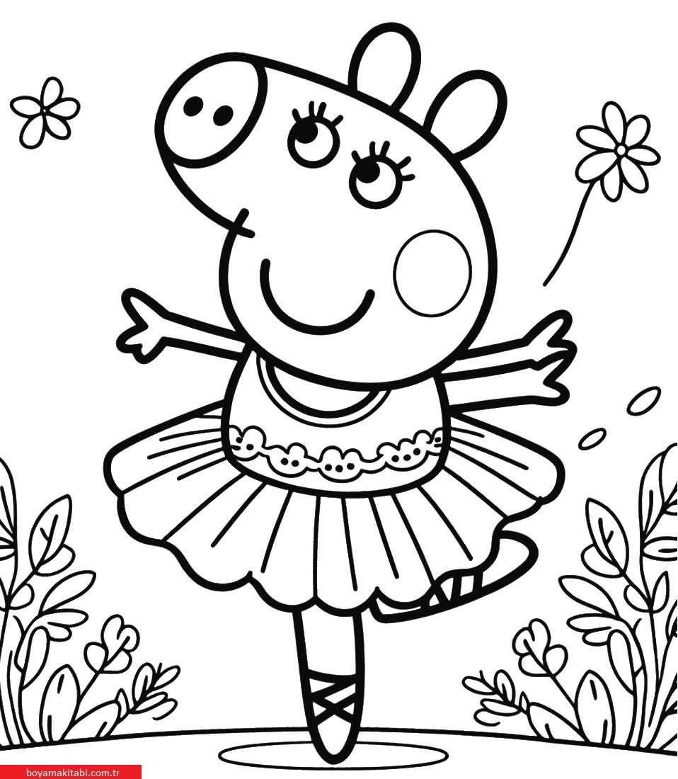 Peppa Pig boyama sayfası – boyama çalışması, yaratıcılığı geliştirir