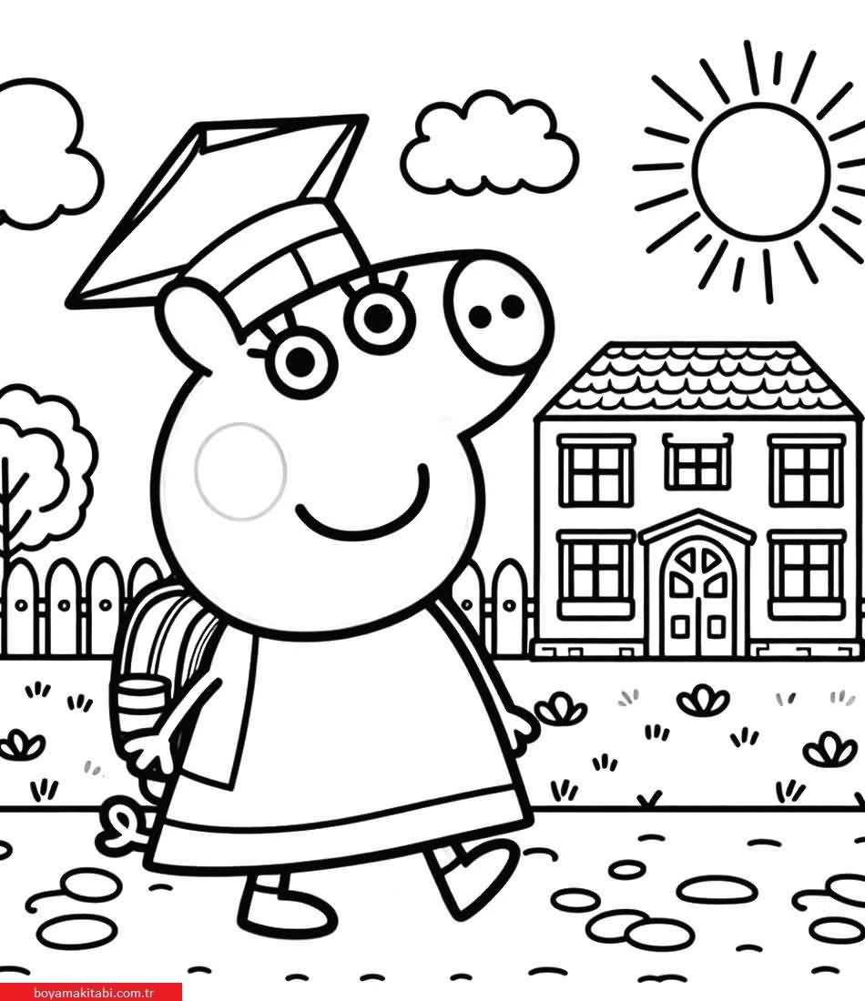 Peppa Pig boyama sayfası – renkli çizimler, okul öncesi