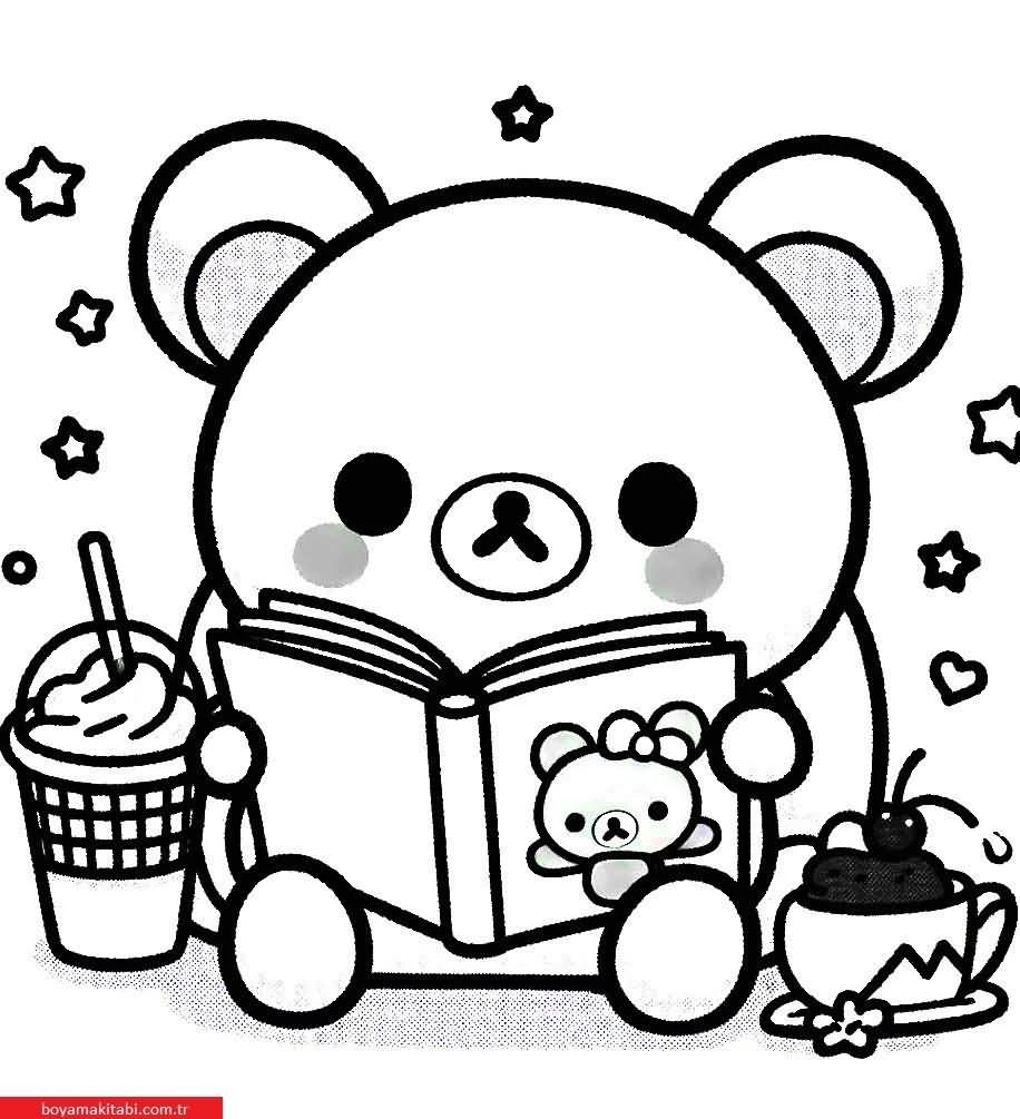 Rilakkuma boyama sayfası – kolay boyama, eğitici aktivite