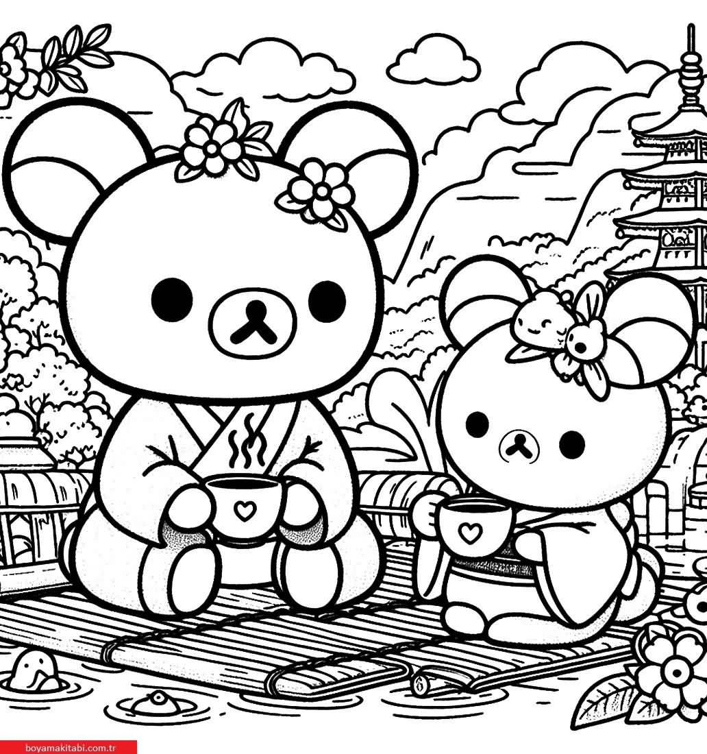 Rilakkuma boyama sayfası – okul öncesi, evde etkinlik