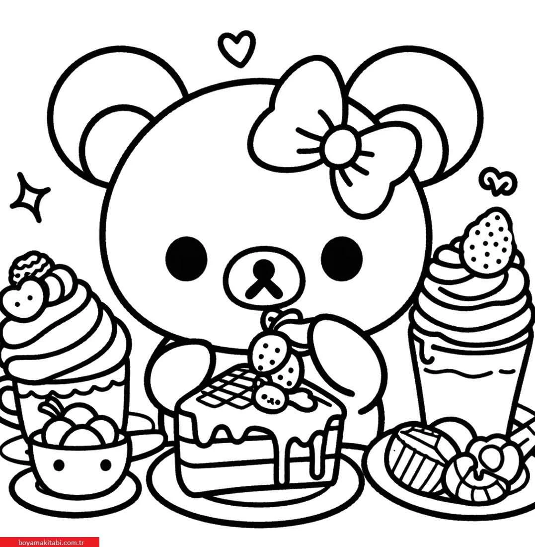 Rilakkuma boyama sayfası – çizgi film temalı, basit çizim