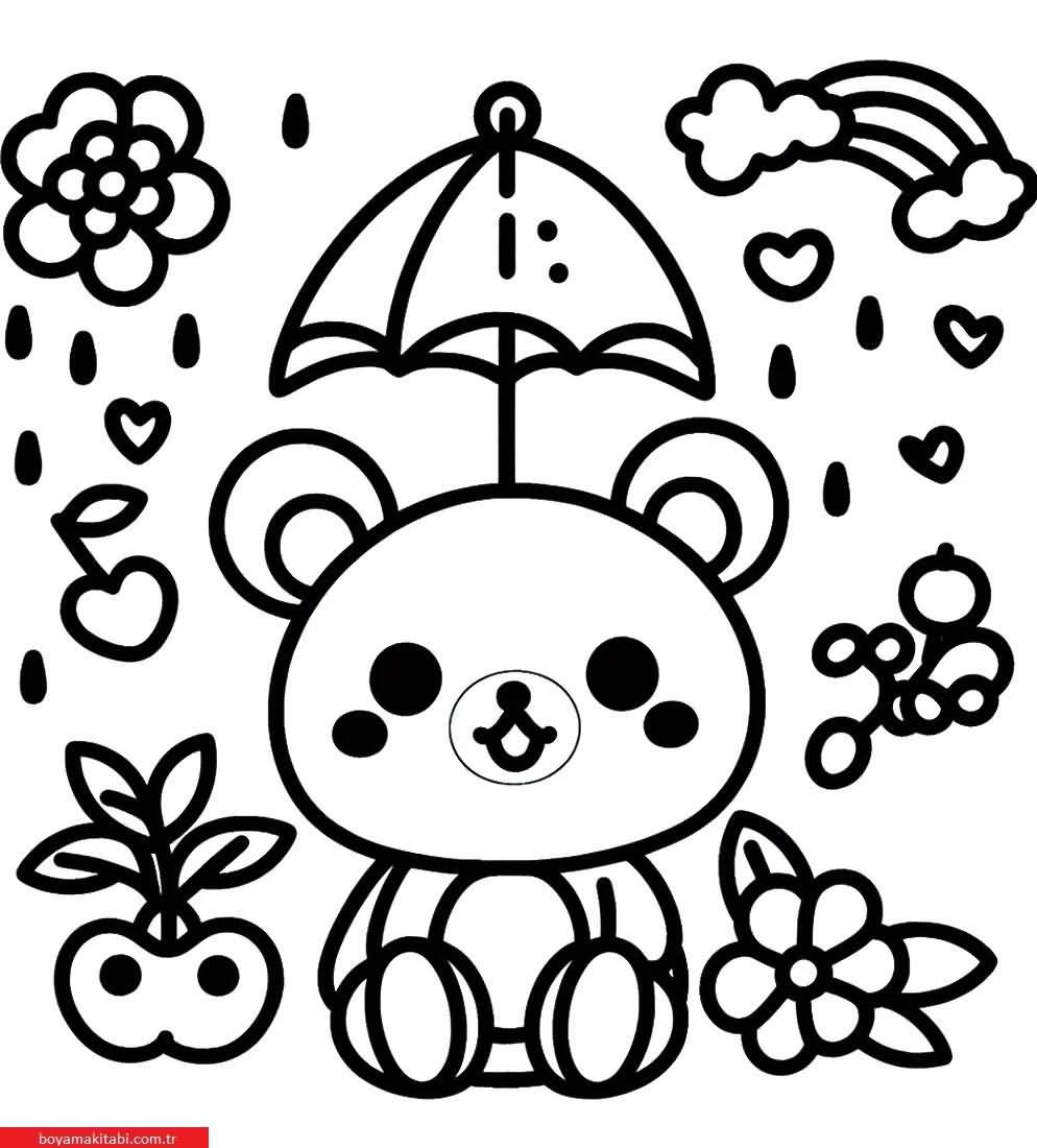 Rilakkuma boyama sayfası – eğitici aktivite, yaratıcılık