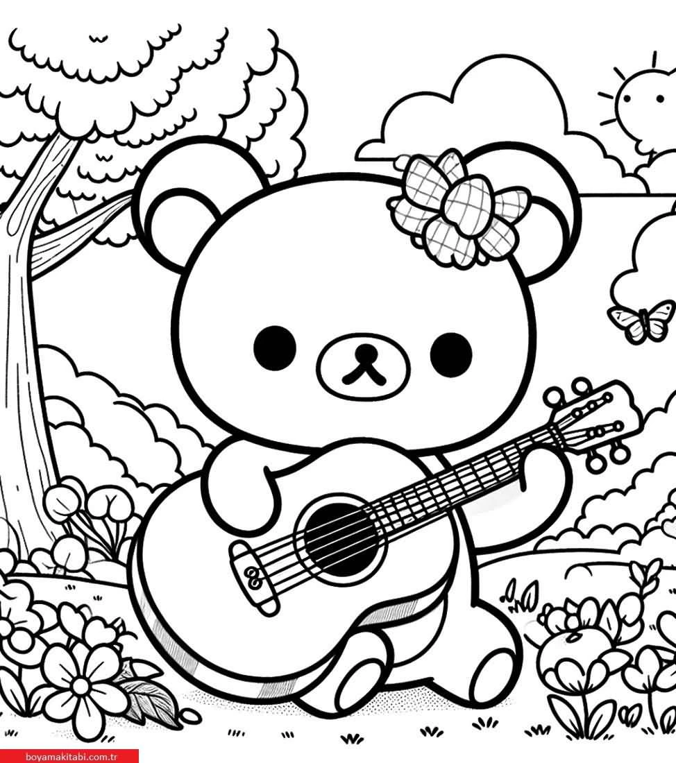 Rilakkuma boyama sayfası – el becerilerini geliştirir, boyama çalışması