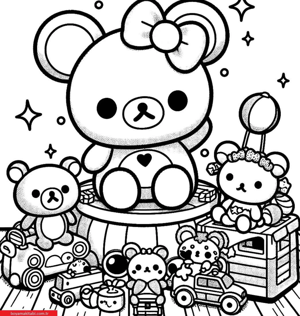 Rilakkuma boyama sayfası – çocuk aktivitesi, PDF indir