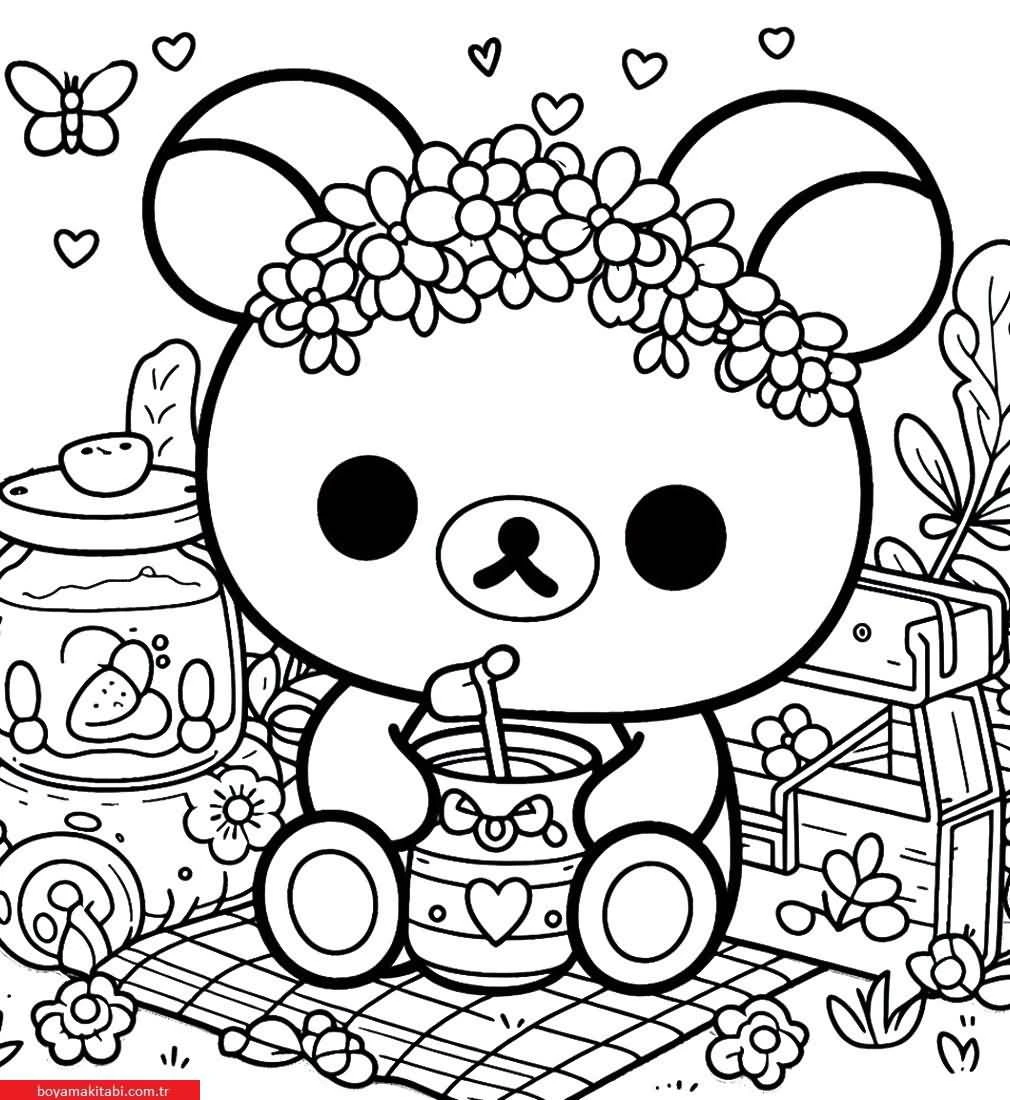 Rilakkuma boyama sayfası – sanatsal çalışma, çocuklar için