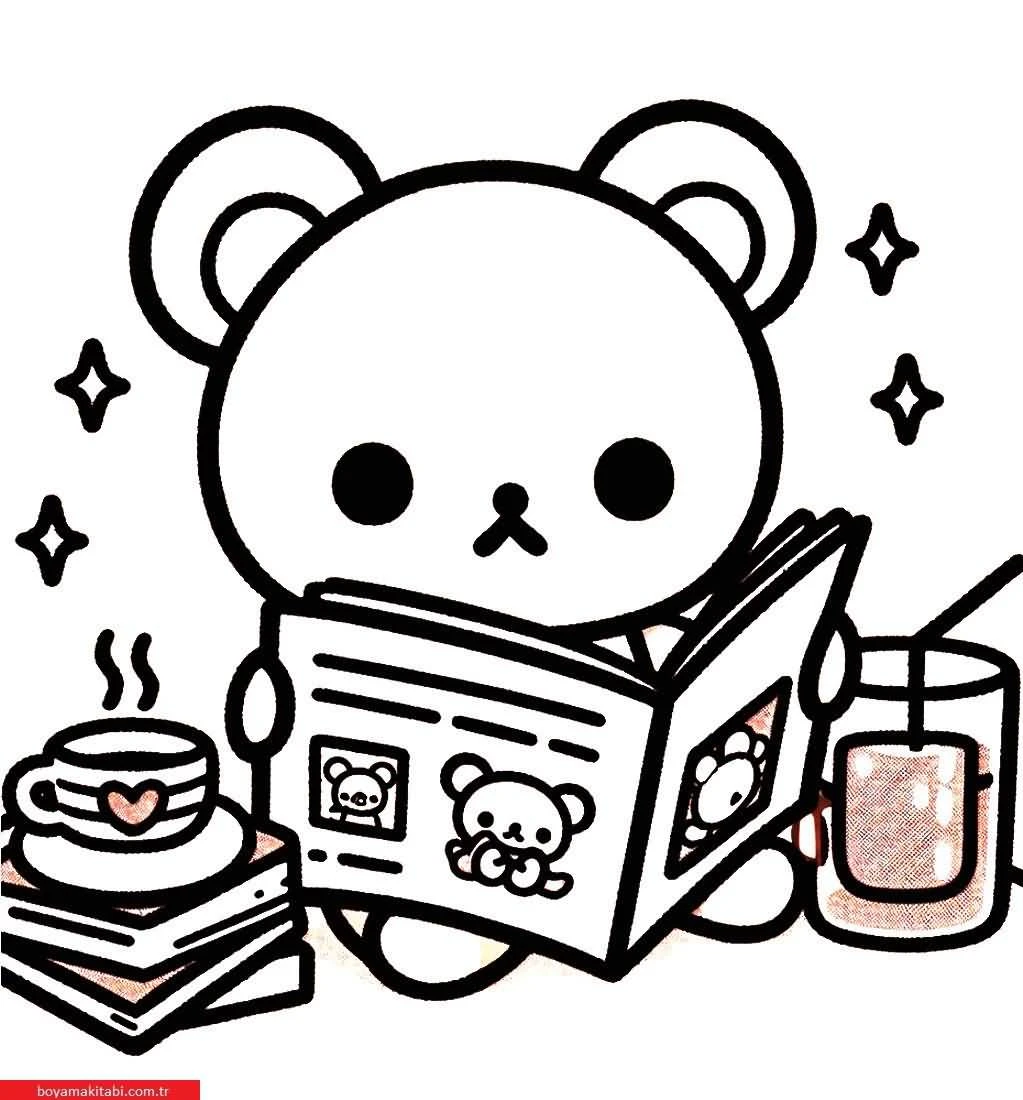 Rilakkuma boyama sayfası – basit çizim, kolay boyama