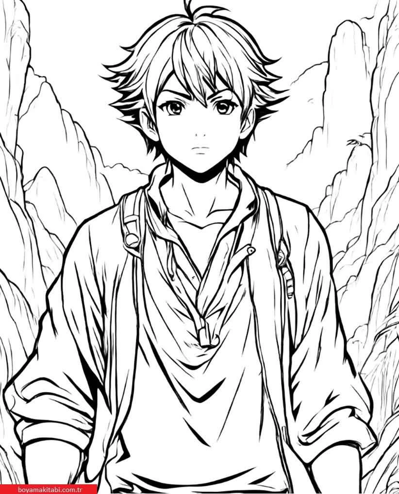 Anime boyama sayfası – renkli çizimler, okul öncesi