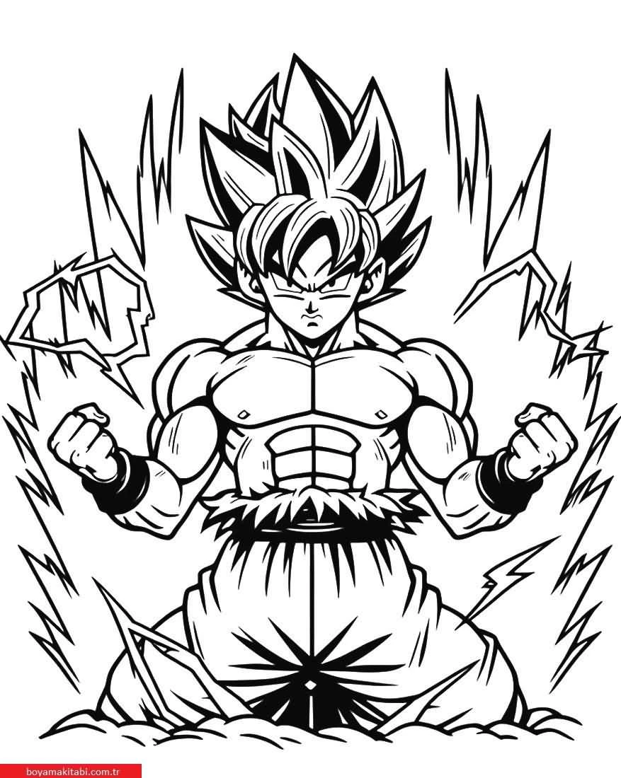 Dragon Ball Z boyama sayfası – renkli çizimler, okul öncesi