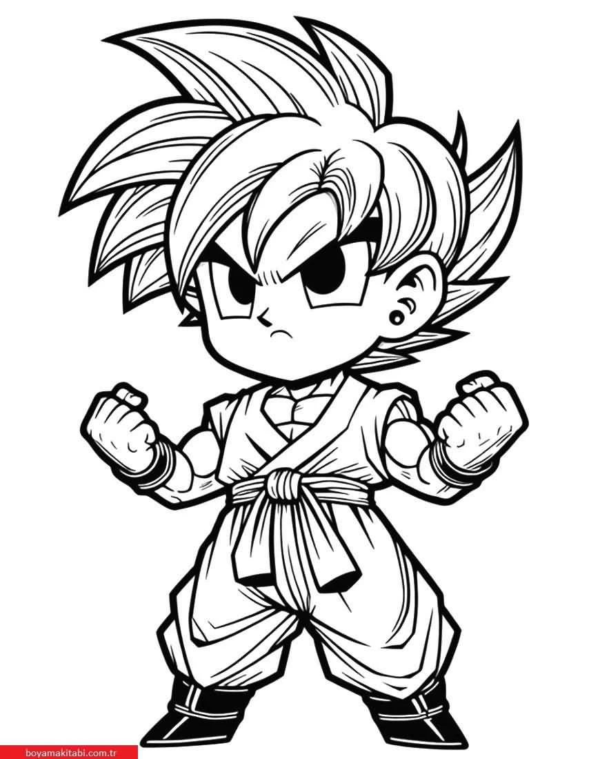 Dragon Ball Z boyama sayfası – PDF indir, sevimli karakter