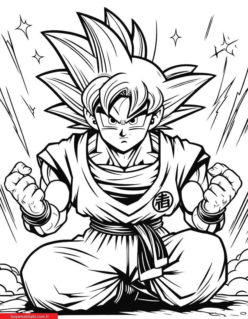 Dragon Ball Z boyama sayfası – çocuklar için, çizgi film temalı