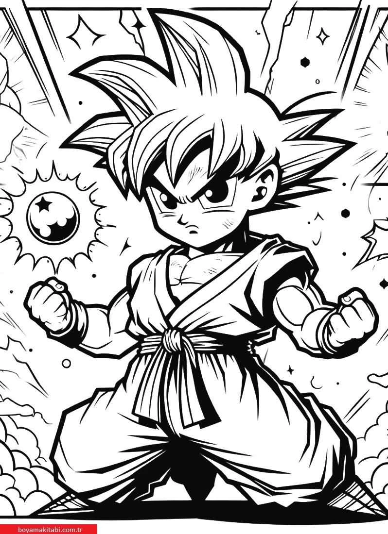 Dragon Ball Z boyama sayfası – kolay boyama, eğitici aktivite