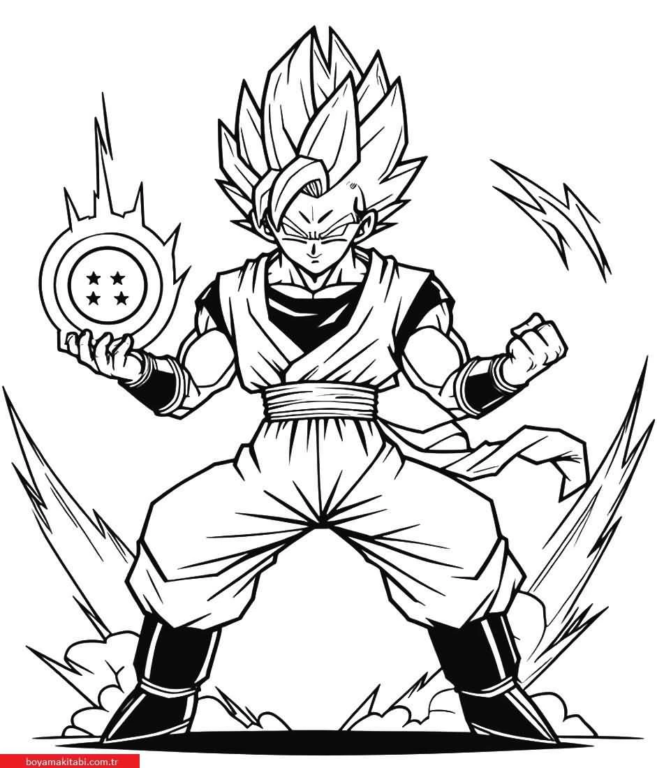 Dragon Ball Z boyama sayfası – çizgi film temalı, basit çizim