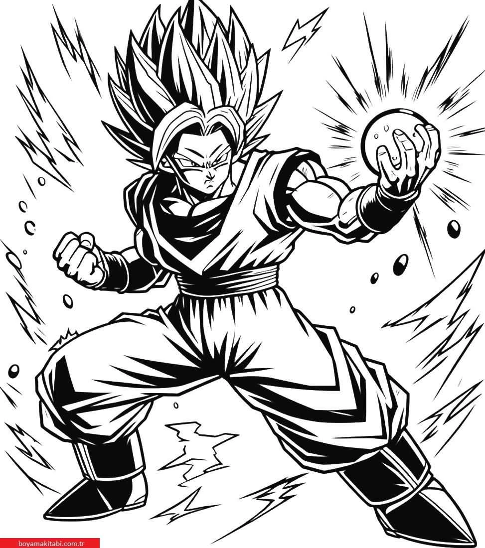 Dragon Ball Z boyama sayfası – eğitici aktivite, yaratıcılık