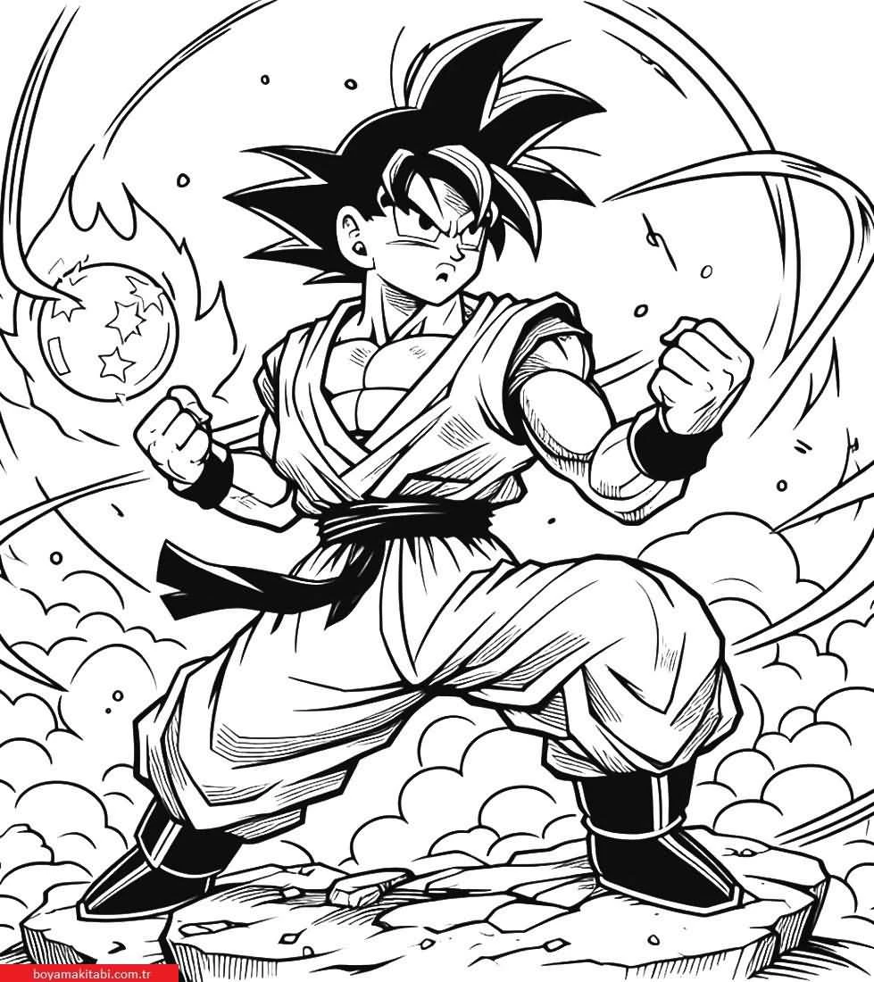Dragon Ball Z boyama sayfası – el becerilerini geliştirir, boyama çalışması
