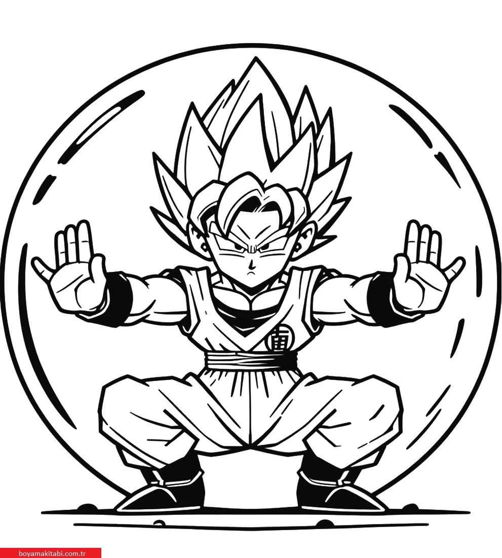 Dragon Ball Z boyama sayfası – keyifli zaman, renkli çizimler