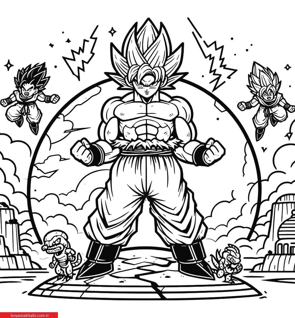 Dragon Ball Z boyama sayfası – evde etkinlik, ücretsiz yazdır