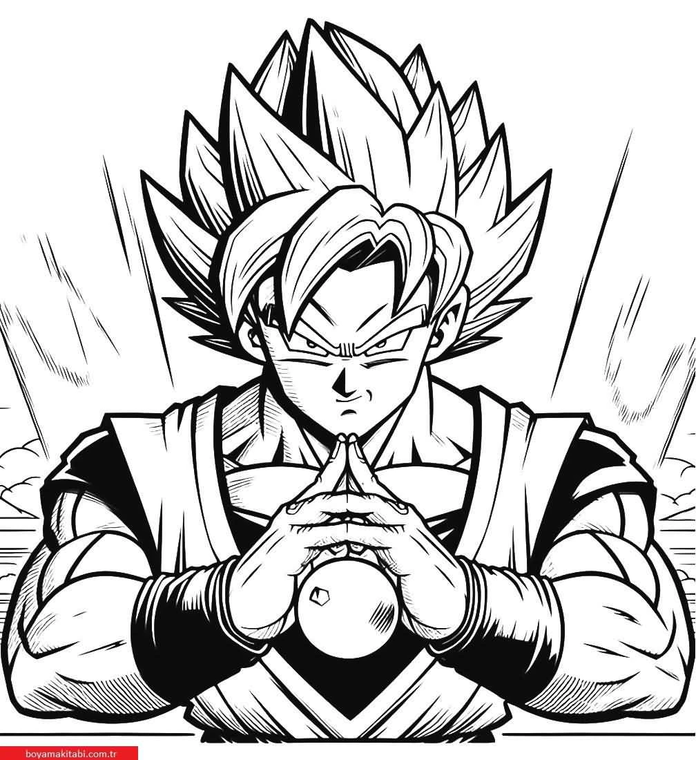 Dragon Ball Z boyama sayfası – basit çizim, kolay boyama