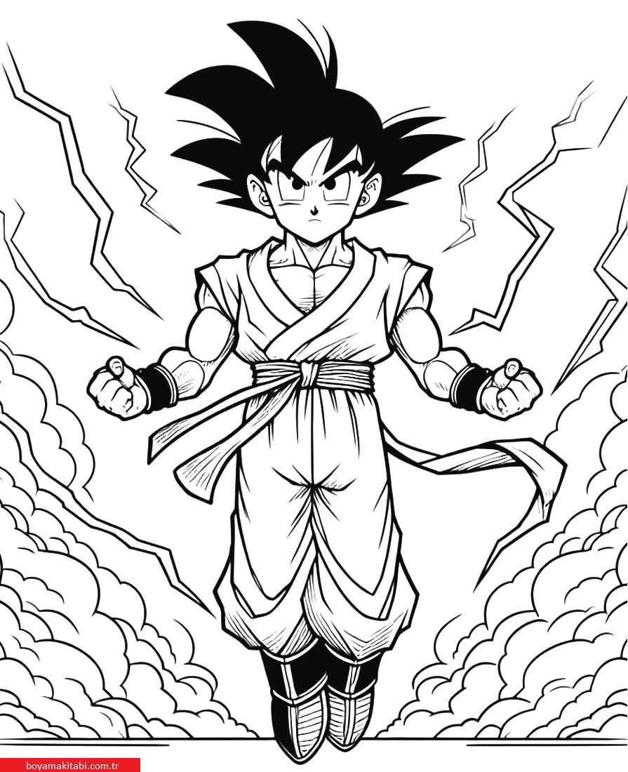 Dragon Ball Z boyama sayfası – boyama çalışması, yaratıcılığı geliştirir